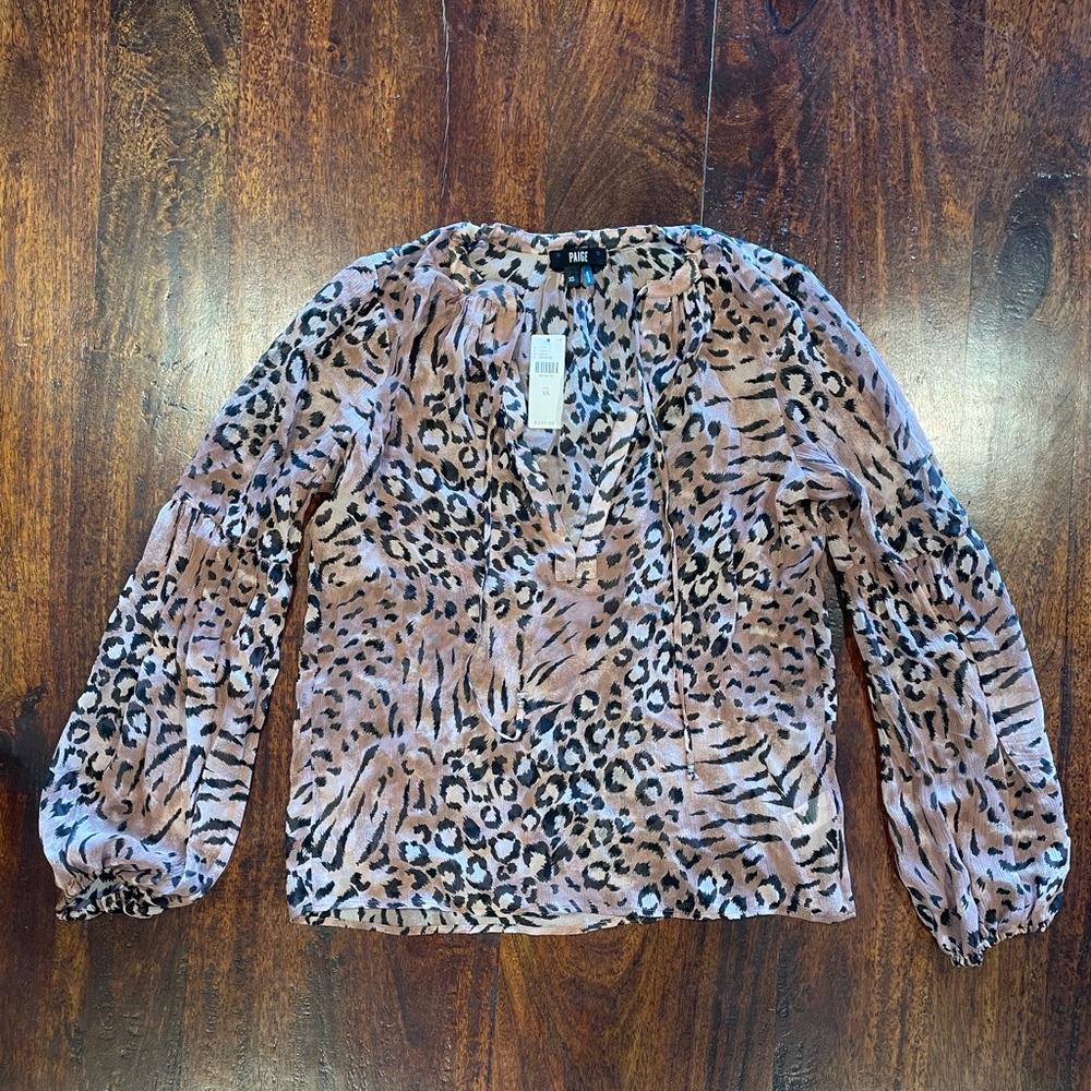 NWT Paige Denim Silk Animal Print Top XS